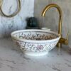 Lavabo rond fait main en céramique marocaine – Vasque artisanale bleu profond (40 cm x H 14,5 cm, 6,1 kg)