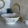 Lavabo rond fait main en céramique marocaine – Vasque artisanale bleu profond (40 cm x H 14,5 cm, 6,1 kg) – Image 2