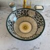 Lavabo artisanal marocain fait main – Évier design en céramique décorée (42 cm x H 15 cm, 6,5 kg) – Image 6