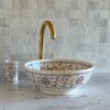 Lavabo rond fait main en céramique marocaine – Vasque artisanale bleu profond (40 cm x H 14,5 cm, 6,1 kg) – Image 5